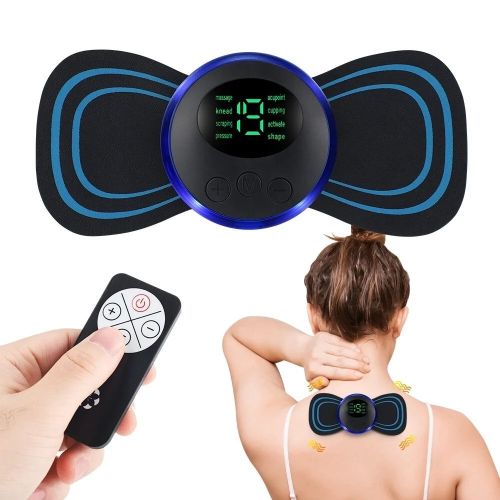 EMS Mini Neck Massager, Lymphatic Drainage Massager, Portable Mini Back Massage Device For Neck Shoulder Back Waist, Remote Control With 8 Modes