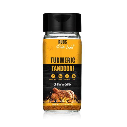 Pride of India Turmeric Tandoori Rub 2.3 oz (65 gm) w/ Convenient Dual Sifter Cap Bold Smoky Golden Flavor| Used for Marinating Seasoning Flavoring Sp Pride of India Turmeric Tandoori Rub 2.3 oz (65 gm) w/ Convenient Dual Sifter Cap Bold Smoky Golden Flavor| Used for Marinating Seasoning Flavoring Sp